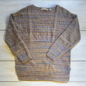 Soft Surroundings Mina Heathered Crew Knit Sweater Med Pullover multicolor